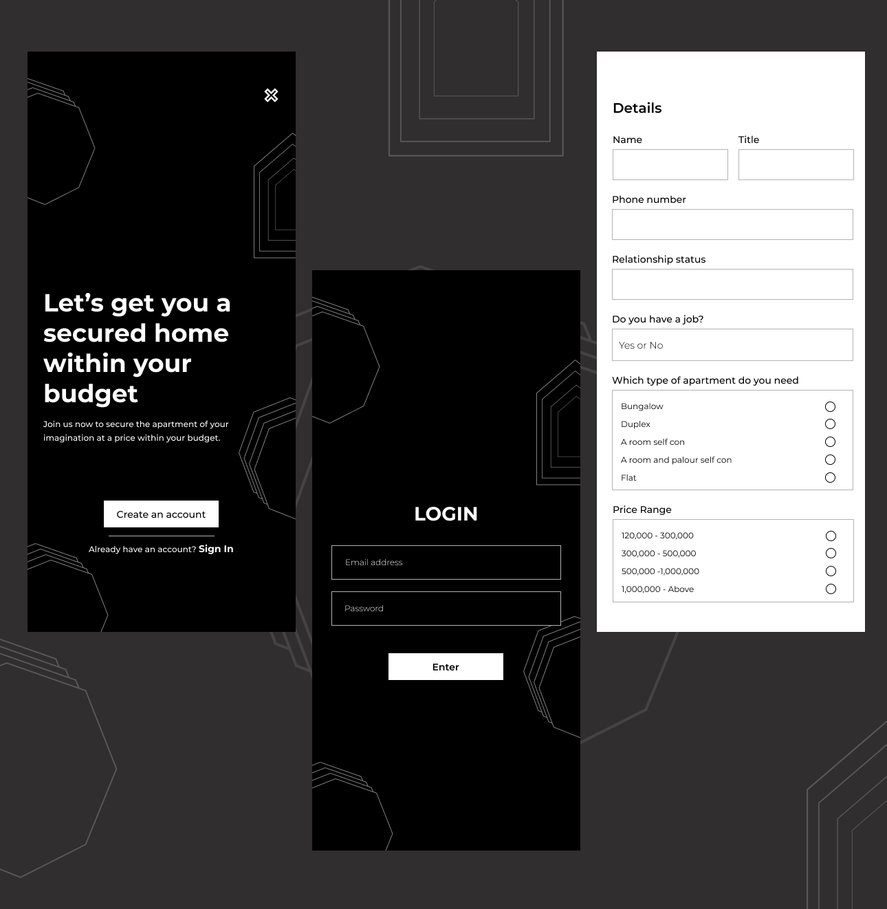 Black and White KYC page