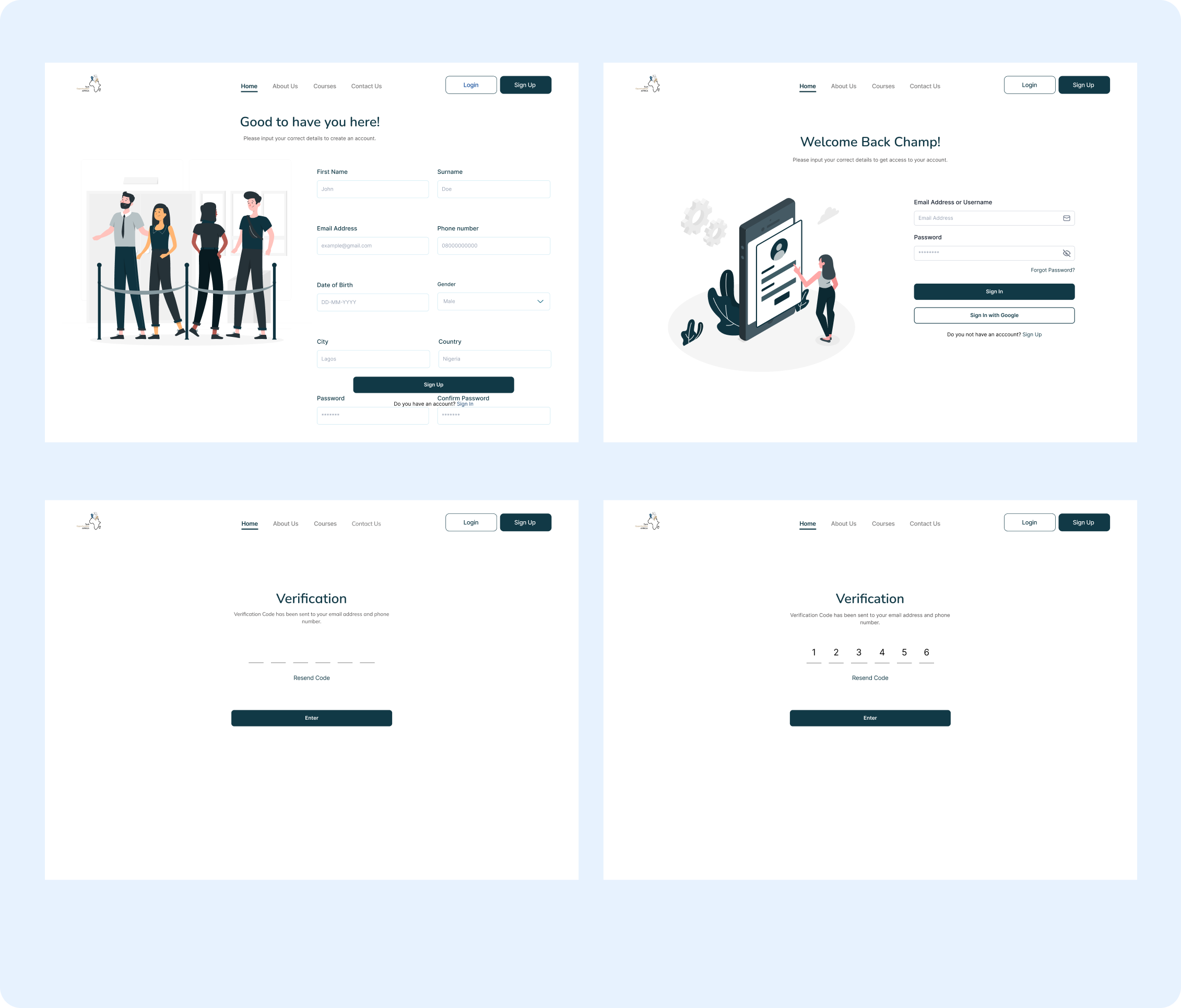E-Learning screen