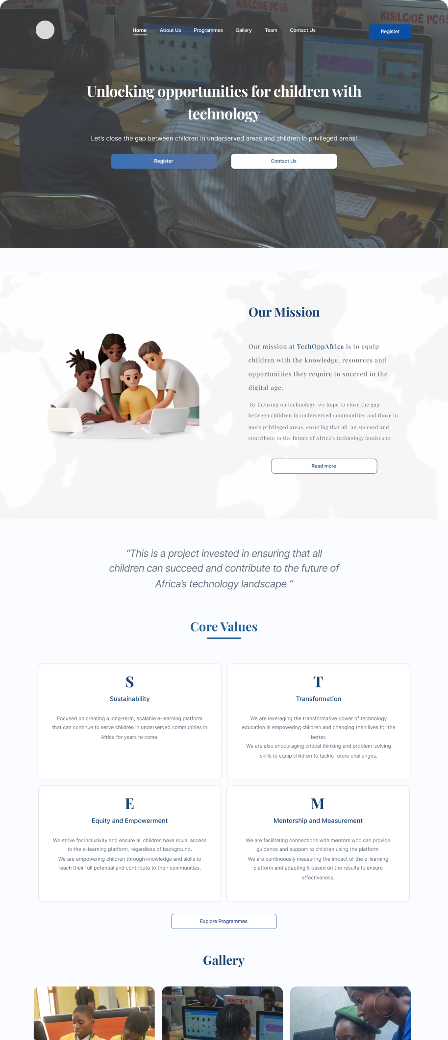 Tech Opp homepage design